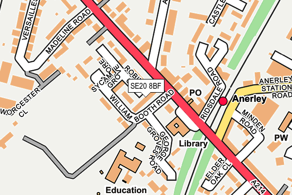 SE20 8BF map - OS OpenMap – Local (Ordnance Survey)