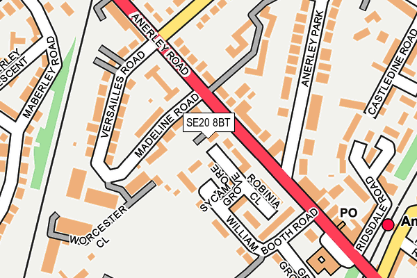 SE20 8BT map - OS OpenMap – Local (Ordnance Survey)