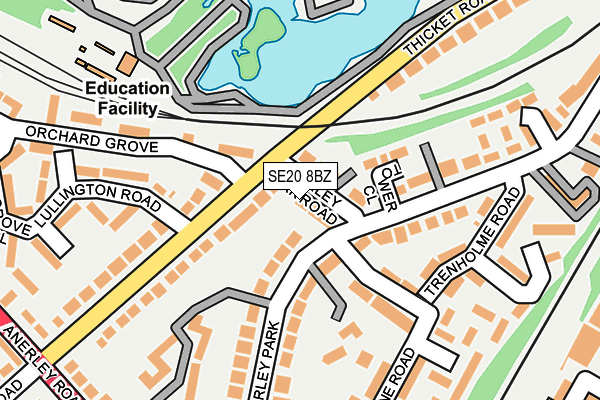 SE20 8BZ map - OS OpenMap – Local (Ordnance Survey)