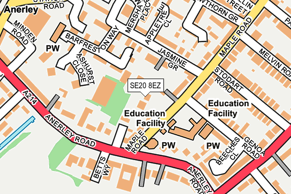 SE20 8EZ map - OS OpenMap – Local (Ordnance Survey)