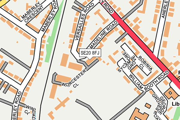 SE20 8FJ map - OS OpenMap – Local (Ordnance Survey)