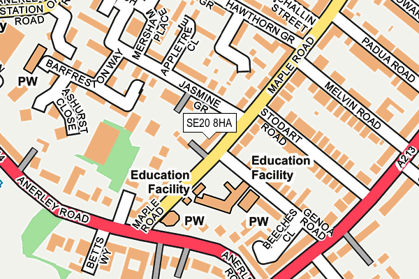 SE20 8HA map - OS OpenMap – Local (Ordnance Survey)