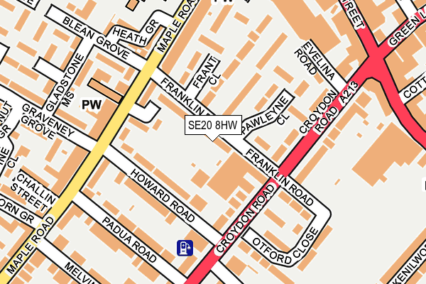 SE20 8HW map - OS OpenMap – Local (Ordnance Survey)