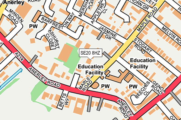 SE20 8HZ map - OS OpenMap – Local (Ordnance Survey)