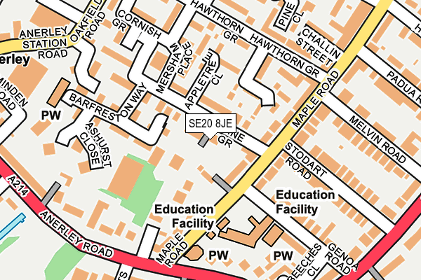 SE20 8JE map - OS OpenMap – Local (Ordnance Survey)