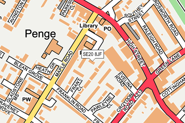 SE20 8JF map - OS OpenMap – Local (Ordnance Survey)