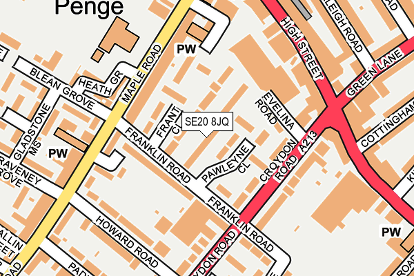 SE20 8JQ map - OS OpenMap – Local (Ordnance Survey)