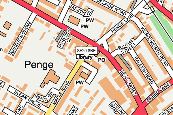 SE20 8RE map - OS OpenMap – Local (Ordnance Survey)