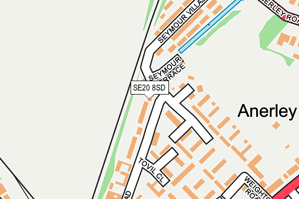 SE20 8SD map - OS OpenMap – Local (Ordnance Survey)