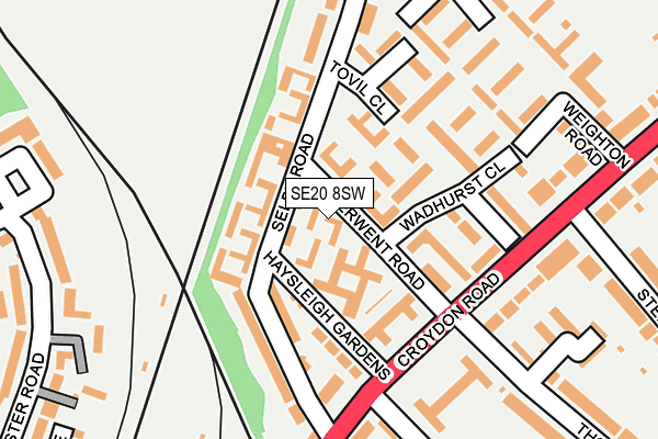SE20 8SW map - OS OpenMap – Local (Ordnance Survey)