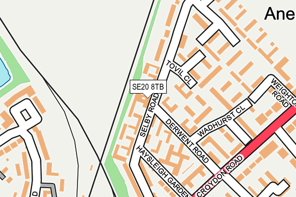 SE20 8TB map - OS OpenMap – Local (Ordnance Survey)