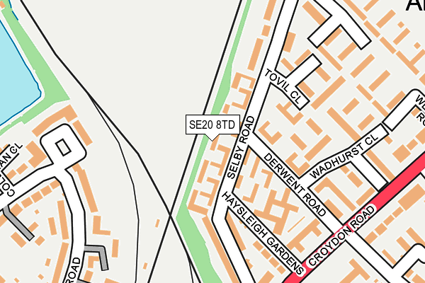 SE20 8TD map - OS OpenMap – Local (Ordnance Survey)