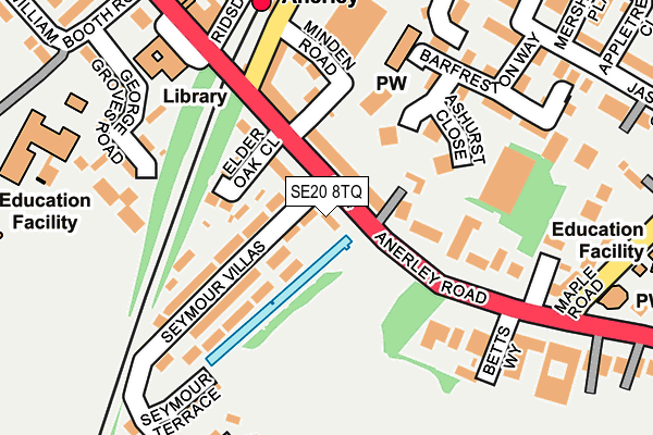 SE20 8TQ map - OS OpenMap – Local (Ordnance Survey)