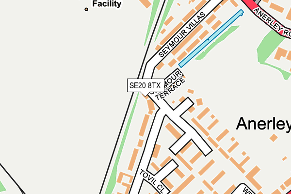 SE20 8TX map - OS OpenMap – Local (Ordnance Survey)