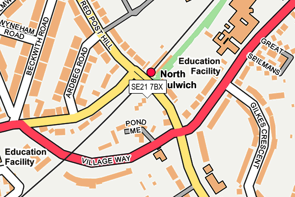 SE21 7BX map - OS OpenMap – Local (Ordnance Survey)