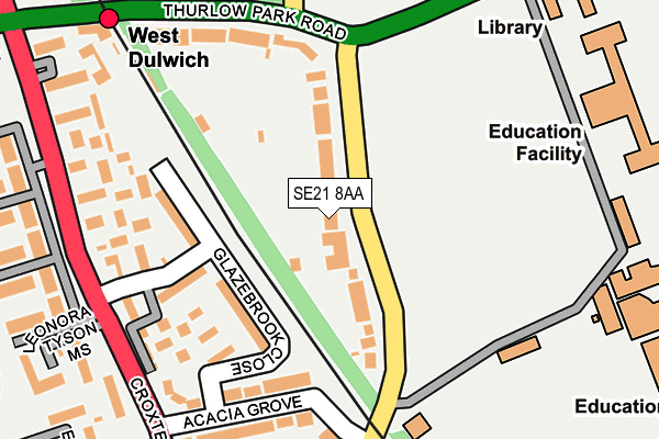 SE21 8AA map - OS OpenMap – Local (Ordnance Survey)