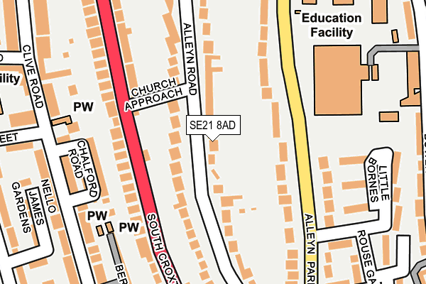 SE21 8AD map - OS OpenMap – Local (Ordnance Survey)