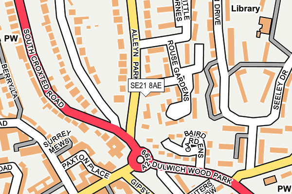 SE21 8AE map - OS OpenMap – Local (Ordnance Survey)