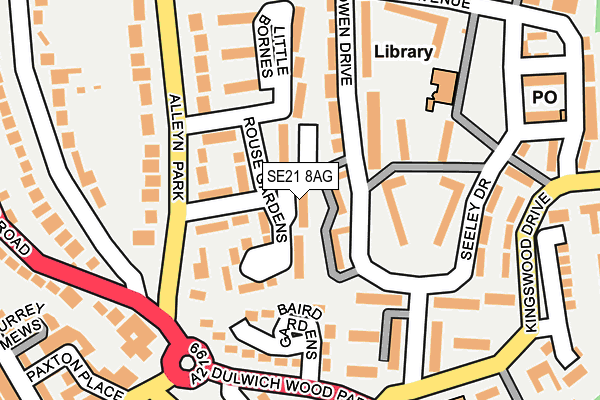 SE21 8AG map - OS OpenMap – Local (Ordnance Survey)