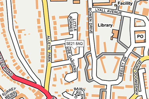 SE21 8AQ map - OS OpenMap – Local (Ordnance Survey)