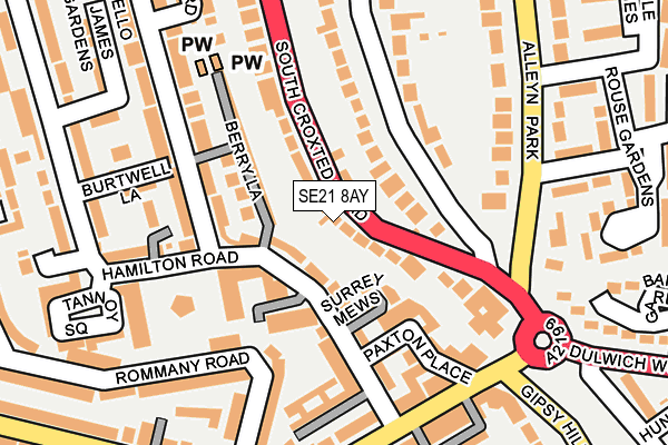 SE21 8AY map - OS OpenMap – Local (Ordnance Survey)