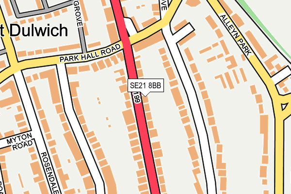 SE21 8BB map - OS OpenMap – Local (Ordnance Survey)