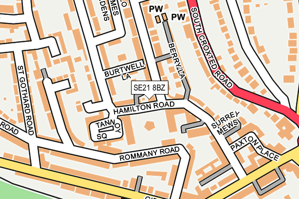 SE21 8BZ map - OS OpenMap – Local (Ordnance Survey)