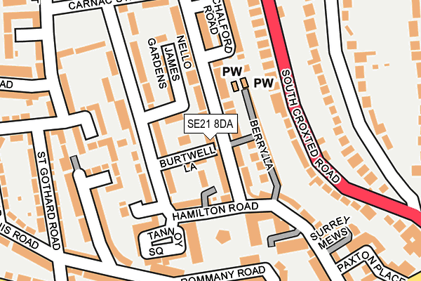 SE21 8DA map - OS OpenMap – Local (Ordnance Survey)