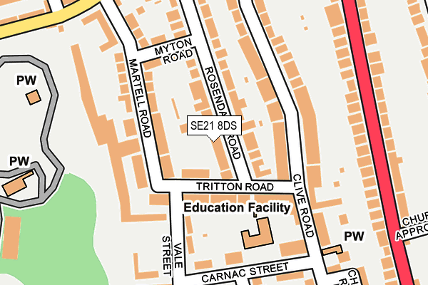 SE21 8DS map - OS OpenMap – Local (Ordnance Survey)