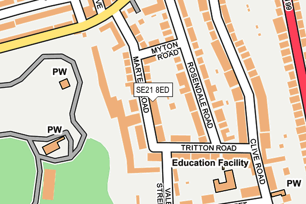 SE21 8ED map - OS OpenMap – Local (Ordnance Survey)