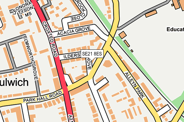 SE21 8ES map - OS OpenMap – Local (Ordnance Survey)