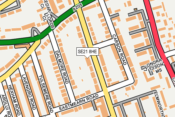 SE21 8HE map - OS OpenMap – Local (Ordnance Survey)