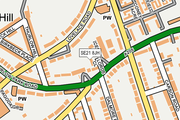 SE21 8JH map - OS OpenMap – Local (Ordnance Survey)