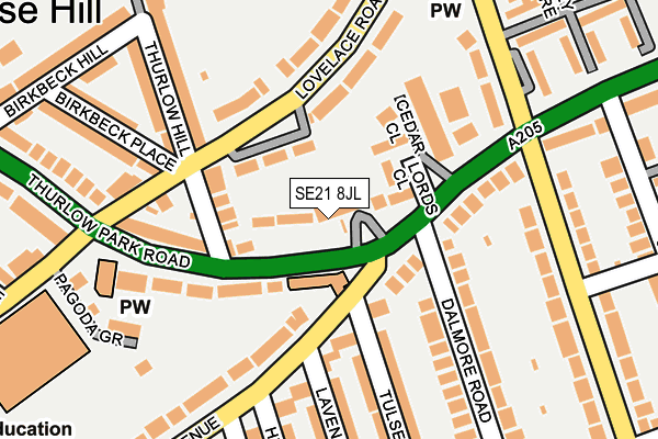 SE21 8JL map - OS OpenMap – Local (Ordnance Survey)