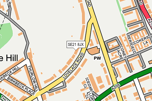 SE21 8JX map - OS OpenMap – Local (Ordnance Survey)