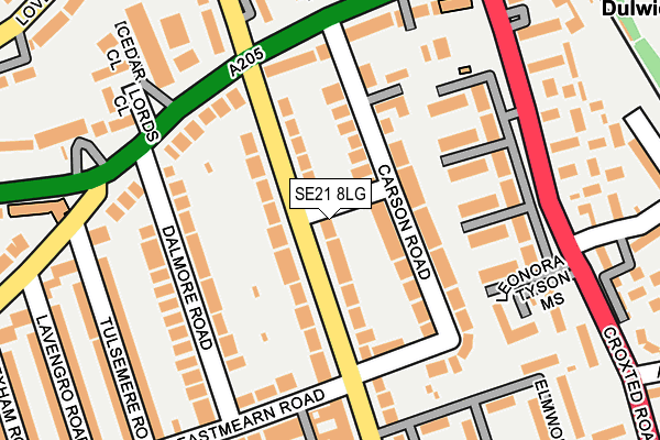 SE21 8LG map - OS OpenMap – Local (Ordnance Survey)