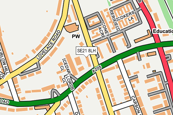 SE21 8LH map - OS OpenMap – Local (Ordnance Survey)