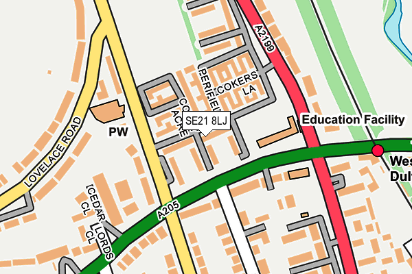 SE21 8LJ map - OS OpenMap – Local (Ordnance Survey)