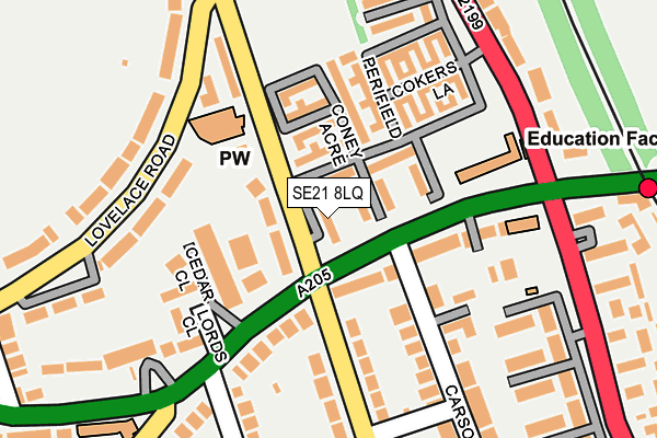 SE21 8LQ map - OS OpenMap – Local (Ordnance Survey)