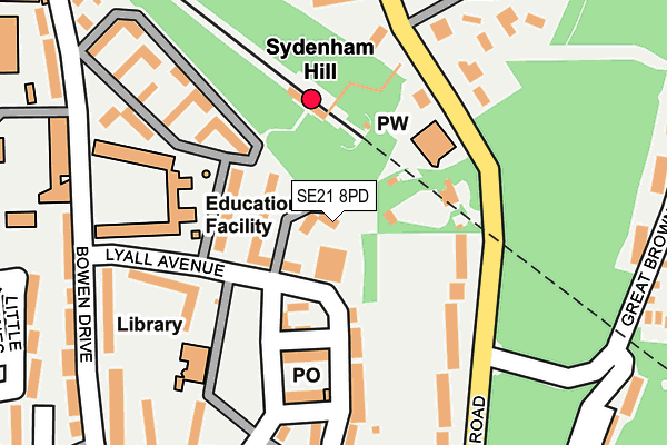 SE21 8PD map - OS OpenMap – Local (Ordnance Survey)