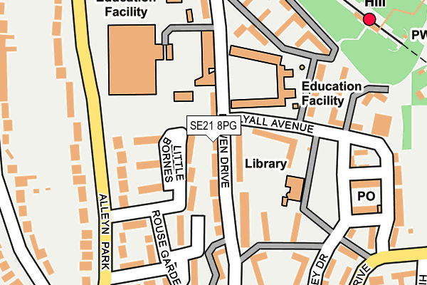 SE21 8PG map - OS OpenMap – Local (Ordnance Survey)