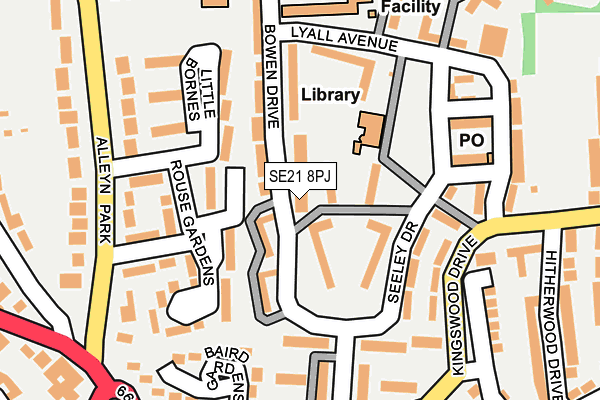 SE21 8PJ map - OS OpenMap – Local (Ordnance Survey)