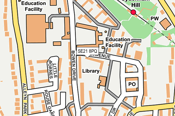 SE21 8PQ map - OS OpenMap – Local (Ordnance Survey)