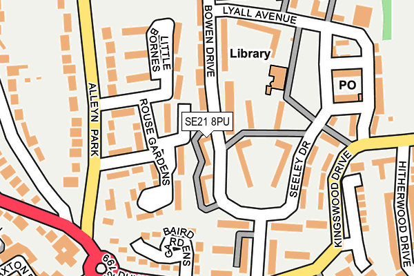 SE21 8PU map - OS OpenMap – Local (Ordnance Survey)