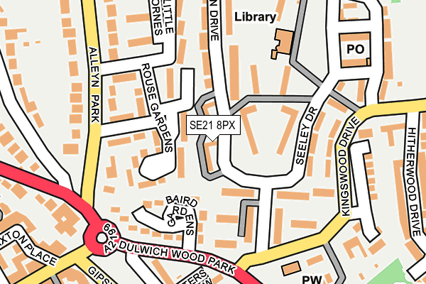SE21 8PX map - OS OpenMap – Local (Ordnance Survey)