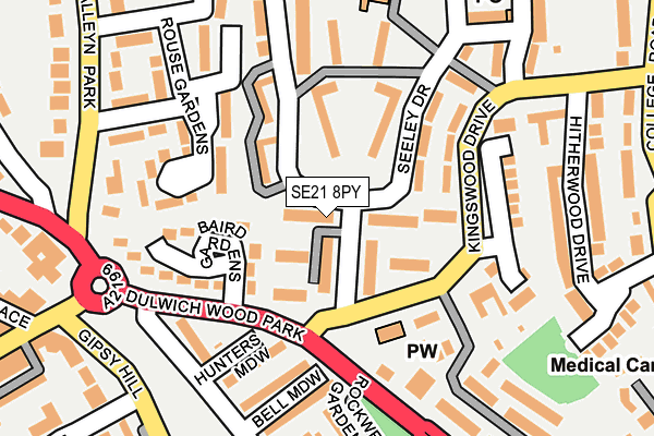 SE21 8PY map - OS OpenMap – Local (Ordnance Survey)