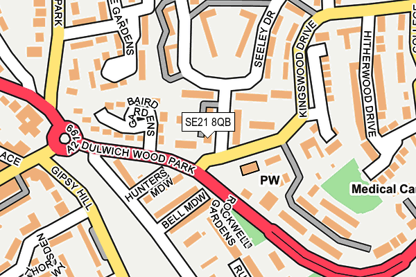 SE21 8QB map - OS OpenMap – Local (Ordnance Survey)