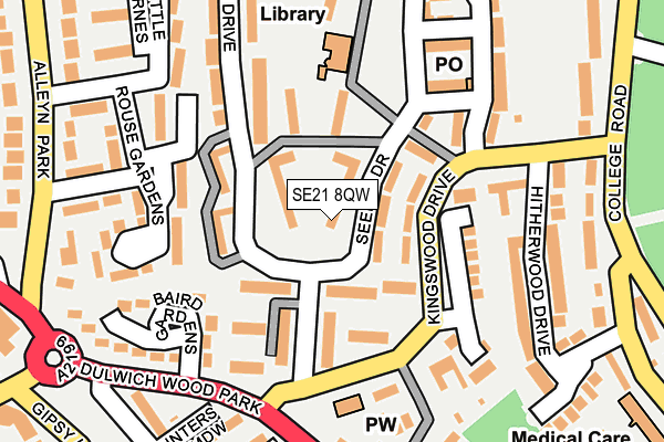 SE21 8QW map - OS OpenMap – Local (Ordnance Survey)