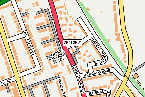 SE21 8RW map - OS OpenMap – Local (Ordnance Survey)