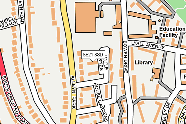 SE21 8SD map - OS OpenMap – Local (Ordnance Survey)